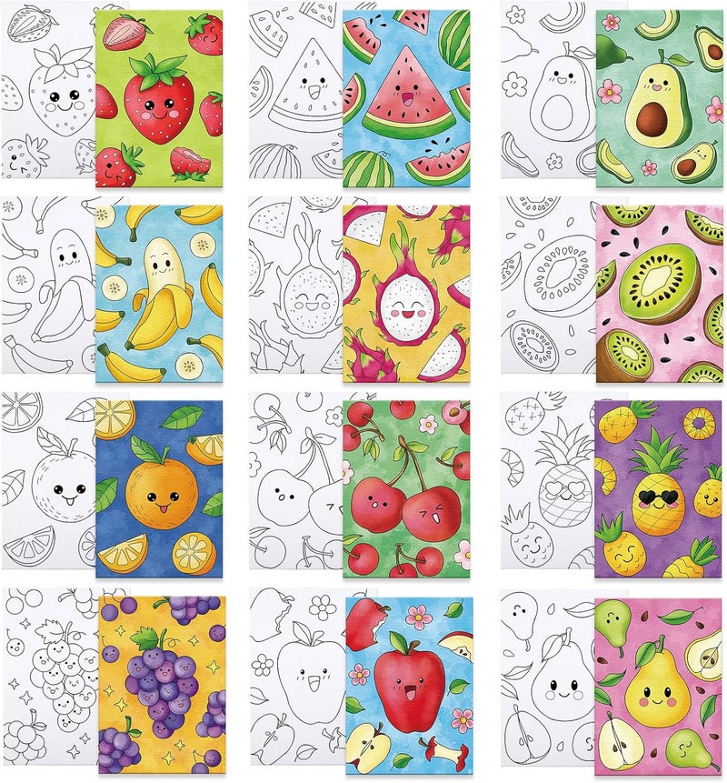 Anseal 12 Packs Pre Drawn Canvas to Paint, 5" X 7" Fruits Pre Printed Canvas Paint Party for Painting, Pre Stretched Canvas Outline Painting Boards for Beginners, Party Favor - Image 1